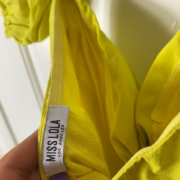MISSLOLA | Chartreuse Ruffled Mini Dress - Picture 6 of 6